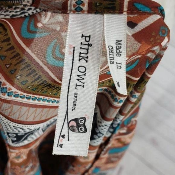 PinkĀ OwlāMulti Color ZigāZag medium boho Blouseā - Picture 6 of 7